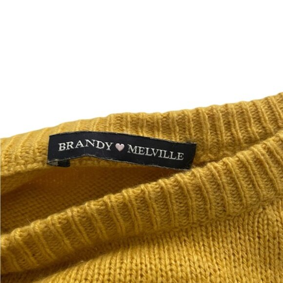 Brandy Melville Mustard Yellow "Francesca" Cropped Knit Sweater - Picture 6 of 7